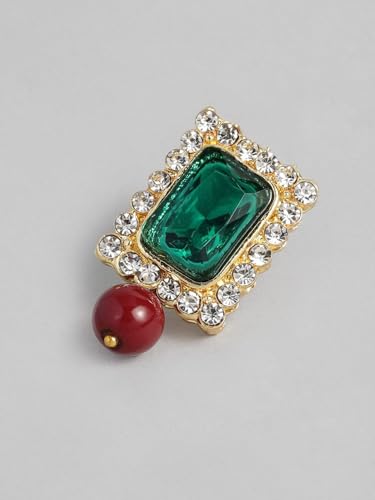 Juego de joyas DMZ-2402 con perlas granate de alta gama y latón chapado en oro 6