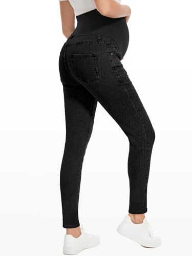 Image of PACBREEZE Women's Maternity Jeans Over Belly Skinny Stretchy Denim Pants Comfy Slim Pregnancy Pants