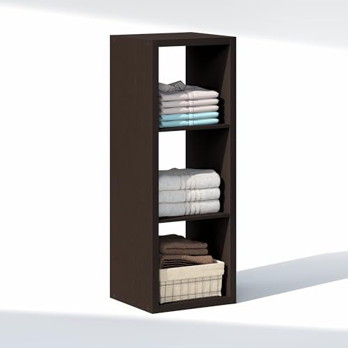 Image of Furinno Cubic Extra Thick 3-Cube Closet Organizers and Storage, Dark Oak | 14.6 x 16 x 44 in, Open Shelf Closet Storage, Closet Organizer, for Wardrobe, Bedroom, Living Room