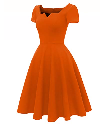 Girstunm Women's Classic Tea Dress Short Sleeve Swing Cocktail Party Dresses with Pockets3