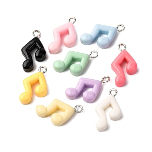 Breloques symbole de musique arc-en-ciel à dos plat faciles à coller | 100 pcs