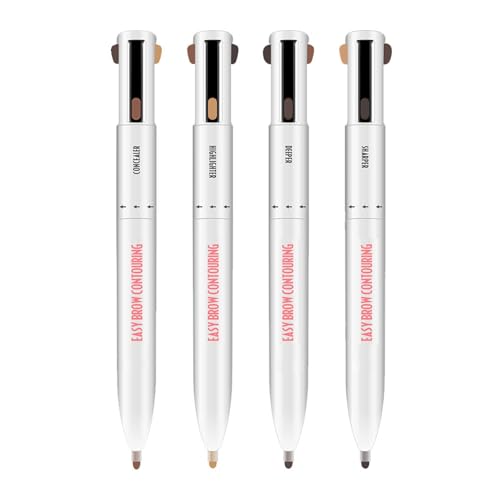 Vroomoto HERRAMIENTA DE MAQUILLAJE ILUMINADOR LÁPIZ PARA CONTORNO DE CEJAS 4 EN 1 PARA UNAS CEJAS PERFECTAS (negro marrón)