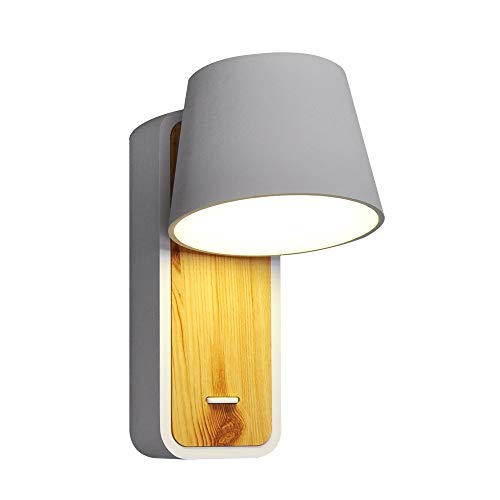 Lámpara de pared nórdica de madera clara para cabecera, sala y pasillo con luz blanca AC100-240V 5