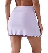 YIPINK Women’s Tennis Skirt with Pockets, Quick-Dry Scalloped Hem Sport Skort with Built-in Short...