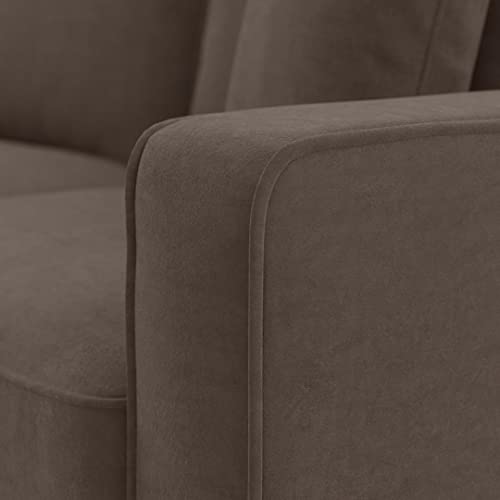 Image of Torque - Moscow 1 Seater + 4 Seater L Shape Fabric Sofa Set (Left Side, Dark Brown) with Ottoman for Living Room|Bedroom,Office,Home Furniture |1 Year Warranty