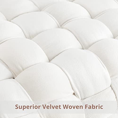 image for LUE BONA Velvet Vanity Stool, Rectangle Ottoman Foot Stool, Upholstere