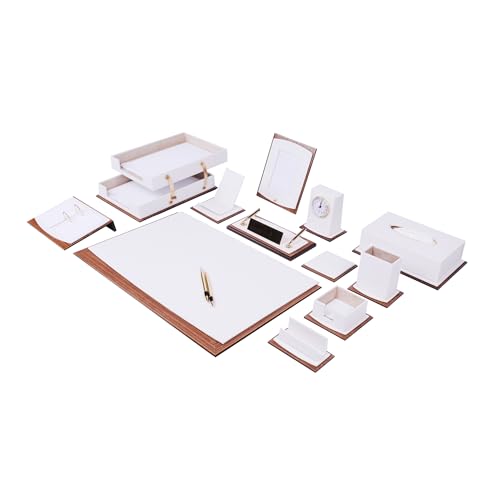 Star Lux Leather Desk Set with Organizer & Accessories