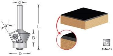 Amana Tool - RC-1014 Insert Bevel Laminate Trim 45 Deg x 1-1/16 Dia x 7/16 x 1/4" Shan