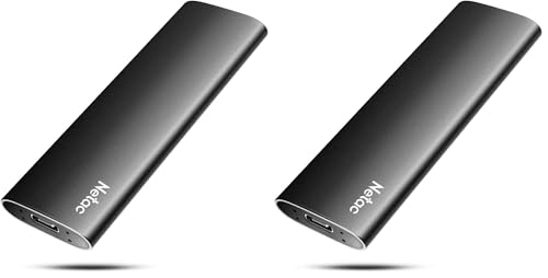 SSD portatif 500Go Netac USB 3.2 Gen 2 en aluminium, lot de 2 disques durs externes Type-C