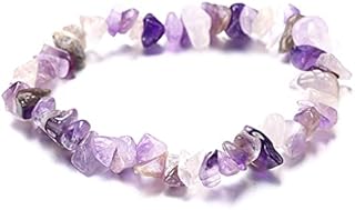 Fashion Base Natural Raw Amethyst Bracelet,Stretch Crystal Beaded Bracelet Yoga Energy Healing Crystal Quartz Women Men Girls Gifts