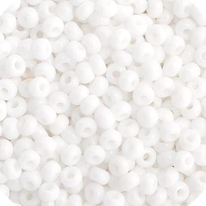 Czech Glass Seed Beads 11/0 (2.1mm Diameter) Opaque White - 250g Bulk Bag by Preciosa (Jablonex) | White Seed Beads for Jewelry Making | Czech Glass Beads
