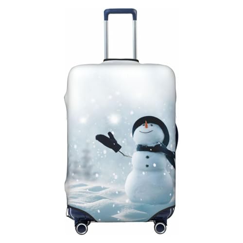 Christmas Happy Snowman Print Suitcase Cover Luggage Protector Washable Elastic Fashionable Travel Gear Cover