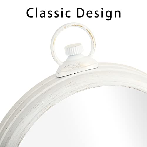 HOWJOY White Round Wall Mirror Farmhouse Circle Mirror for Wall Decor, Entryways, Washrooms, Living Rooms, Bedroom and Bathroom (16 inch) - Image 4