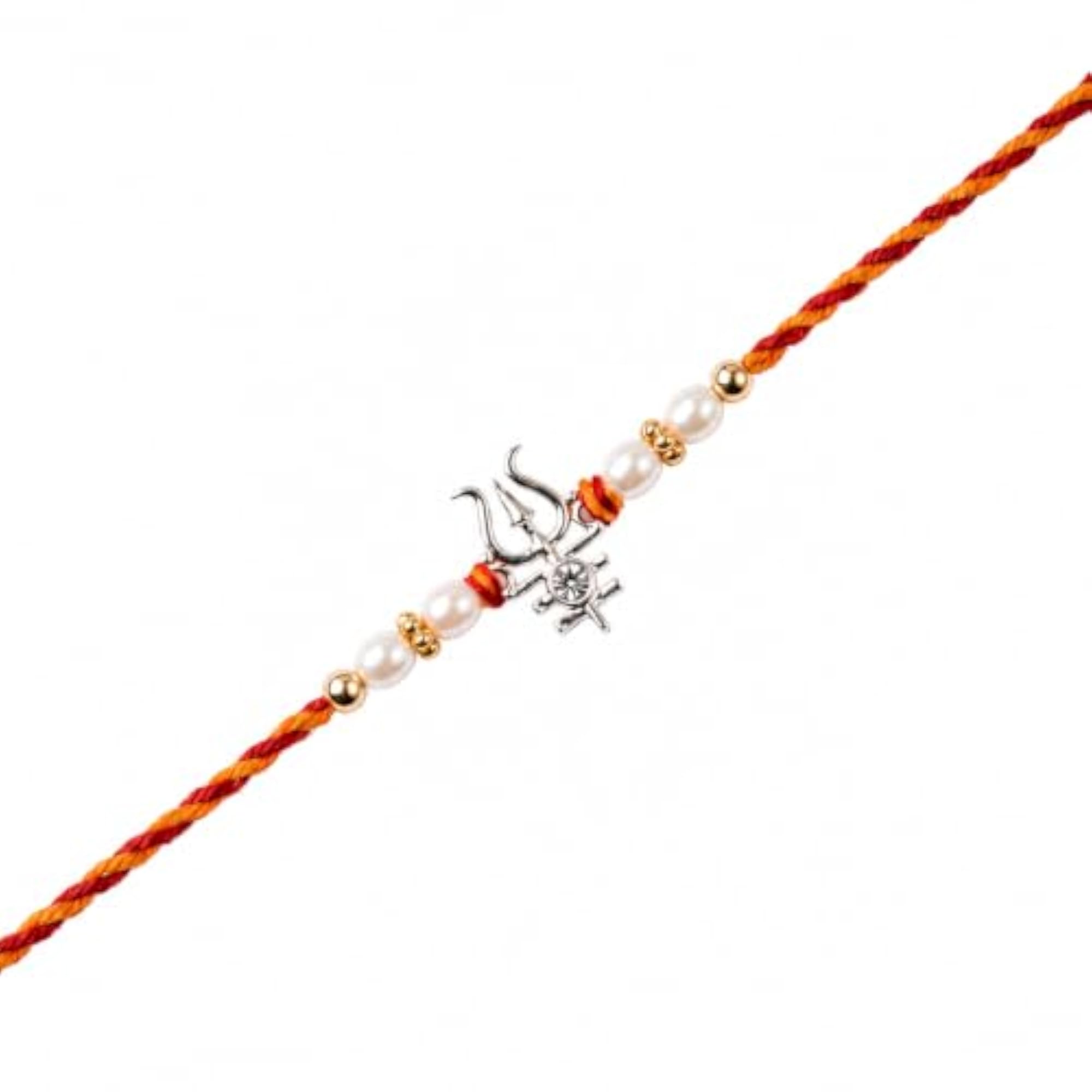 Mahadev Trishul Rakhi with Pearl and Gold Beads