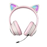 ULDIGI 発光猫耳ヘッド 有線接続 ラップトップ対応 マイク付き ゲーミング学習用ヘッドホン