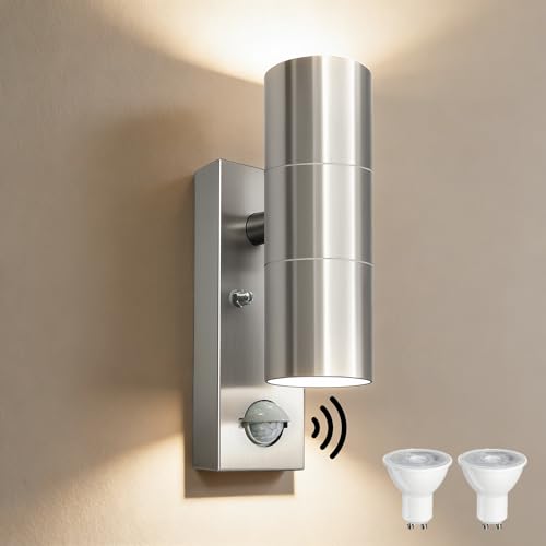 YOVGQOLV PIR Motion Sensor Lights Outdoor Up and Down Lights GU10