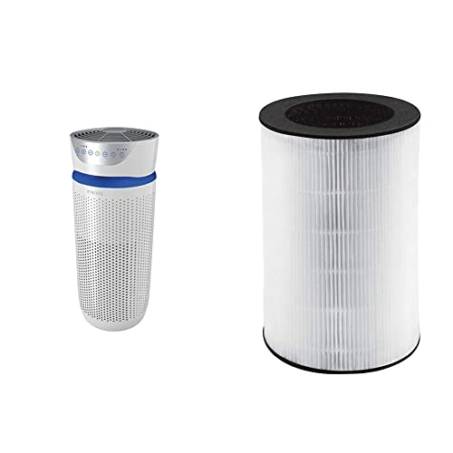 HoMedics TotalClean 5 in 1 Tower Air Purifier with UV-C, HEPA & Carbon Filters, Removes Allergens, Pet Dander, Smoke, Cooking - Large, White & HEPA Filter for Air Purifier model AP-T40