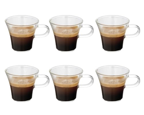 CUPERINOX Vaso cafe - Tazas de Espresso de Cristal - - Vaso Cristal - 80ml (Set de 6) - Apto para Lavavajillas y Microondas - Aroma Series