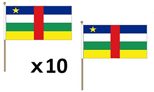 Drapeau centrafricain 30 x 45 cm avec hampe bois résistante AZ FLAG