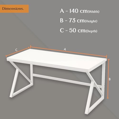Image of Klaxon Modern Computer Table for Home PC - Multipurpose Office Desk for Home & Work | Gaming Table, Computer Table, Desktop Table for Home Office (K Type White)