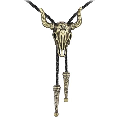 Image of GelConnie Native American Bolo Tie Rodeo Cowboy Leather Necktie Western Necklace Costume Accessories for Men,Women