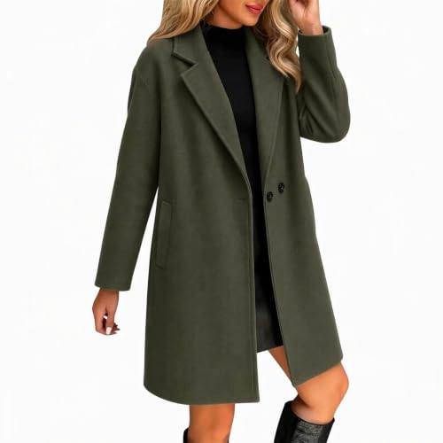 Womens Trench Coat Double Breasted Lapel Jacket Fall Winter Outerwear - image 4