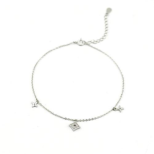hxy Tobillera, Plata De Ley S925, Tobillera De Diamante Creativo, Tobillera HipoalergéNica Simple