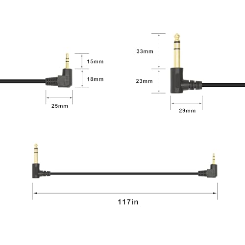 Cable de audio estéreo 3.5 mm a 6.35 mm ángulo 90° 297 cm miniatura 6