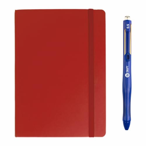 Image of Anupam Fluct A5 Ruled Journal + Snapy 0.5mm Gel Pen Combo | 160 Pages | 80 GSM Acid-Free Paper | Lay-Flat Hardcover | Waterproof Quick-Dry Ink | Writing Kit for Office & Daily Journaling (Red)