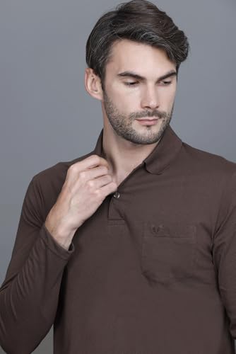 Image of Polo Full Sleeve t Shirt for Men Cotton with Pocket and Collar - Regular Fit Tshirt