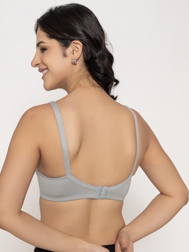 Image of INKURV Seamless Non-Padded Bra for Women | Non-Wired Cotton Full Coverage T-Shirt Bra | Thin Adjustable Straps | Double Layered Cups | Anti Sag Lift Up Support | Luna Combo of 2