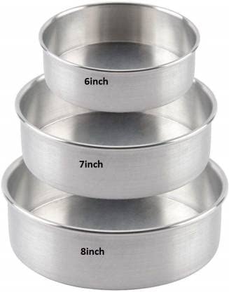 Noble Foods Aluminium 2Kg/1Kg/0.5kg Round Cake Mould (3 Pieces) - Silver-picture-13