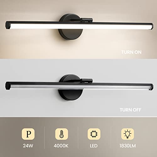 KAISITE Bathroom Vanity Light Over Mirror - 30 Inch Black Vanity Light Fixture 24W 4000K Dimmable Modern LED Vanity Lighting Fixture Rotatable Bath Vanity Light Bar for Bathroom by KAISITE - Image 5