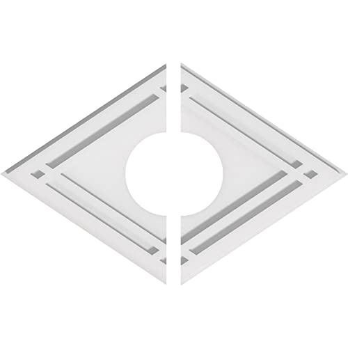 Image of Ekena Millwork CMP20X13DD2-05000 Diamond Architectural Grade PVC Contemporary, Two Piece Urethane Ceiling Medallions 20 inchW x 13 3 /8 inchH x 5 inchID x 7 inchC x 1 inchP