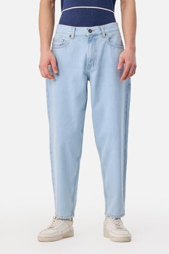 Image of SNITCH Men Jeans Streetwear | Balloon Fit Mid Rise & Acid Wash Design | 100% Cotton Breathable Fabric & Wide Leg Style for Urban Explorer & Casual Everyday Outings