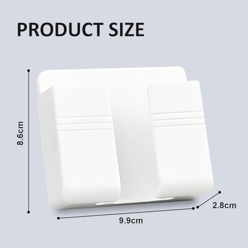 Image of WALLVIEW TECH Pack of 4 Wall Mounted Mobile Holder Storage Case for Remote, Wall Mounted Mobile Stand /Multi Purpose Stand with Hole for Phone Charging (White)