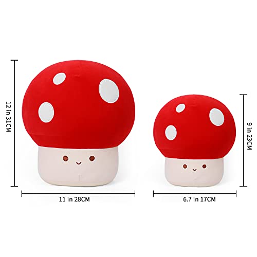 Image of WeBingo Mushroom Plush Pillow, 9 in Cute Mushroom Decor Stuffed Animal Toy | Giant Soft Stuffy for Girl Boy Adult Birthday Christmas Valentine's Day Gifts
