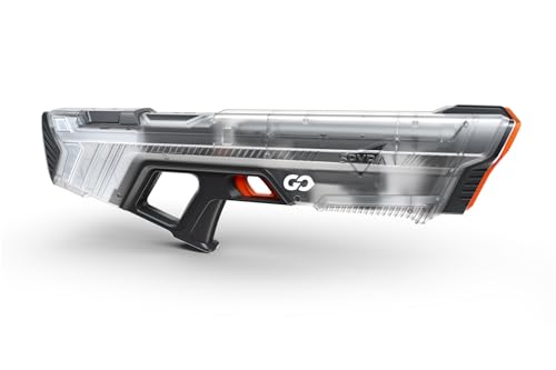 SpyraGO Wasserpistole Electronische Automatische Premium Wasserpistole 9 Meter Reichweite LED Display Schnelles Aufladen Sommer Spielzeug f?r Kinder und Erwachsene (Clear)