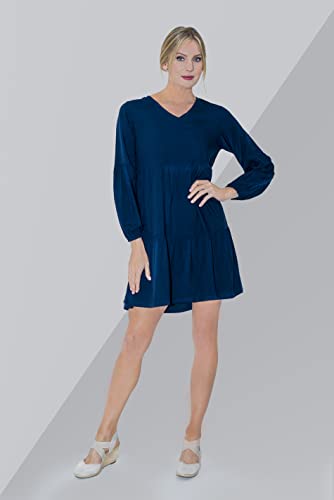 Image of V-Neck Dress with Lantern Sleeves by Miss Lavish London