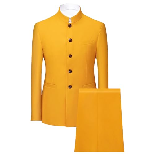 Men's Retro Applique Suit Set Embroidered Slim Fit 2-Piece Tunic Suit for Weddings Events