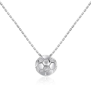 Patelai Soccer Charm Necklace Engraved Soccer Pendant Necklace Rhinestone Chain Necklace for Women Men Girls Boys Sportsman Unisex Jewelry Gift