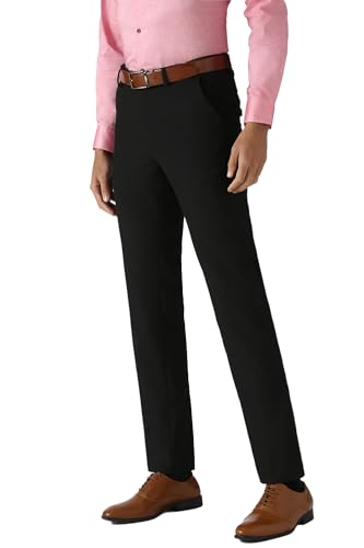 Image of Peter England Men Mid Rise Slim Fit Flat Front Trouser