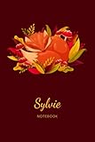  Sylvie:Personalised Fox Name Notebook for Women Girls: Custom Name Journal for Girsl Sleeping Fox Notebook with Red Cover Autumn Leaves, Blank Lined ... size 6x9, Happ Birth Day Gift for Girls Women