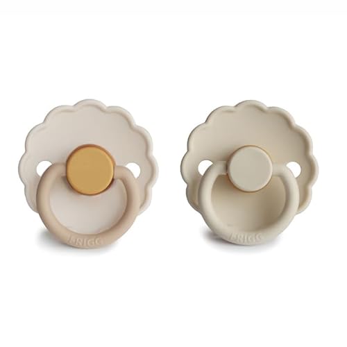 FRIGG(tbO) Ԃ 2Zbg V fCW[ Ԍ^ VRS Ԃ   k ݃J[ 0-6 Daisy Natural Rubber Pacifier Chamomile/Cream