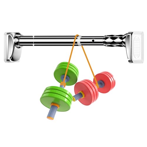 Barra de cortina ajustable sin taladrar de 70 a 450 cm, acero inoxidable, fácil instalación para baño y ventana, se adapta a 210-300 cm