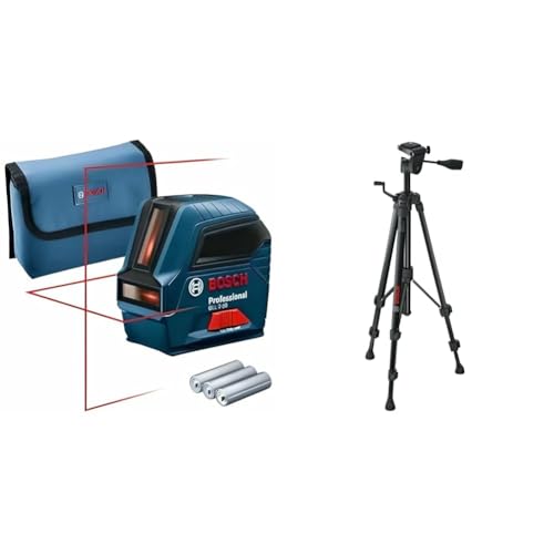 Bosch Professional Nivel láser GLL 2-10 (láser rojo, alcance: hasta 10 m, 3 pilas AA, estuche) + Trípode BT 150 (altura: 55–157 cm, rosca: 1/4')