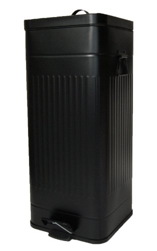 Caneca de basura cuadrada 30 L negra mate con pedal