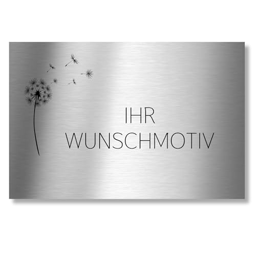 Türschild aus Aluminium| ab 6x1,5cm| personalisierbar | Auswahlbare Größe| Briefkastenschild| Schild Büro | Türschild zum Kleben o. Schrauben | Schild aus Metall in silber | schwarz |