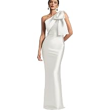 IIF One Shoulder Bow Prom Dress for Women Mermaid Satin Formal Dresses Long Bodycon Evening Cocktail Gowns IIF043