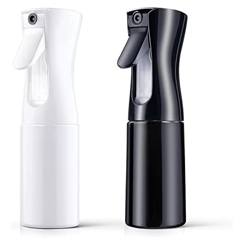 AOOWU Hair Spray Bottle, 2PCS Continuous Water Mister Empty Spray Bottle, Salon Hairdressing Spray Bottle, Multifunctional Fine Mist Water Spray Bottle for Plants, Pets, Home Clean(Black+White) Cover